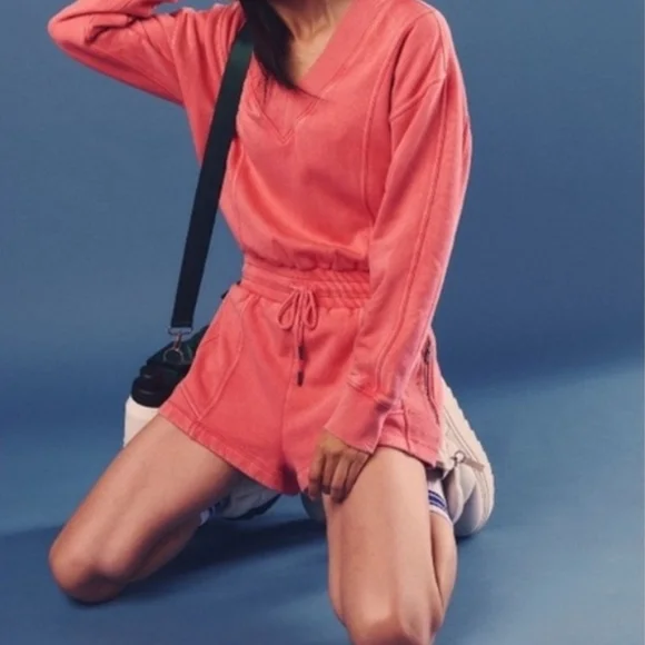 NWT Free People FP Movement Intercept Romper in Hibiscus / Tulip Pink Size Small - Picture 3 of 10